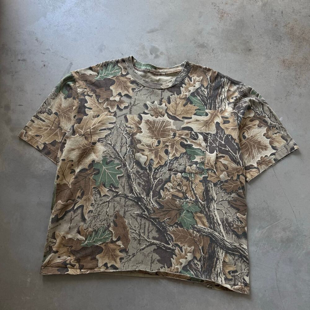 Vintage 90’s Advantage Camouflage Leaf Pattern Classic Retro T-shirt Size 2XL